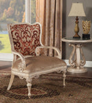 Luxury Silk Chenille Antique White Accent Chair